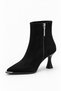 Women's Casual Elegant Black Suede Boots & Booties with Stainless Steel Detail on the Front - 3