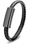 Short iPhone Charging Cable 7.9in Portable Fashion Bracelet Charger Personality Punk Braided Leather Wrist Data Transfer Cord for iOS ipad