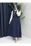 Women's Hijab Crepe Fabric Navy Blue Double Set