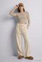 Front-Pocket Palazzo Sweatpants 1125 Stone - 2