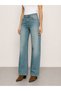 Bella Women's Green Cast Wide Leg High Waist Regular Fit Jean Pants - 2