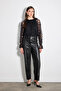 Lace Blouse with Ruffle Collar - Black - 3