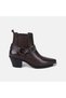 Women's Bitter Brown Vintage Buckle Heeled Leather Western Boots - 2