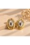 Women's Gold Silver Color Oval Earrings – Double Color Layered Large Geometric Vintage Earrings