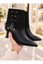 Thin Heel Boots with Hanging Elastic Accessories - 2