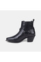 Women's Black Vintage Buckle Heeled Leather Western Boots - 3