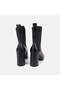 Women's Black Pointed Toe Thick Heeled Leather Chelsea Boots - 5