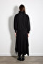 Basic High-Neck Cotton Knitwear with Sequin Detail - Black - 6