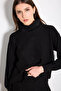 Basic High-Neck Cotton Knitwear with Sequin Detail - Black - 5