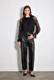 Lace Blouse with Ruffle Collar - Black - 2