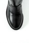 Marisella Women's Black Leather Flat Sole Round Toe Low Thick Heeled Riding Boots - 5