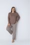 Brown Plus Size Viscose Women's Pajama Set