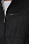 Slim Fit Side Pockets High Collar Black Suede Coat Mt 187 - 6