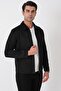 Comfort Fit Men's Collared Black Suede Coat Mt 183 - 5