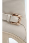 Women's Leather Look Big Buckle High Platform Heeled Boots - 3