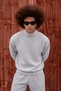 Men's Full Turtleneck Oversize Light Gray Knitwear Sweater - 2