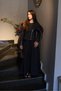 Side-Zipper Wide Collar Denim Gilet Set -1298 - Navy Blue