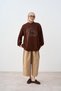 Women's Front Embroidered Balloon Sleeve Sweatshirt Brown - 3