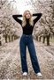 Navy Blue Miya Women's High Waist Wide Leg Loose Fit Comfort Lycra New