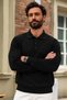 Men's Long Sleeve Polo Collar Black Sweater - 5