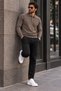 Men's Polo Collar Buttoned Regular Fit Brown Sweater - 6