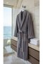 100% Cotton Bathrobe Velvet Mayer Şalyaka Dark Gray - 2