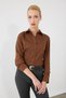 Slim Fit Cotton Shirt with Embroidered Cuff Detail - Brown - 3