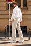 3 Threaded Side Piping Adjustable Bagg Men's Beige Sweatpants with Stopper on the Legs - 6