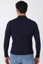 Slim Fit Stretchy Cotton Zippered Polo Collar Navy Blue Knitwear Tr 902 - 7
