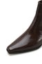 Women's Brown Patent Leather Short Heeled Pointed Toe Zippered Boots - 5