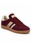 Women's Retro Suede Lace-Up Casual Sneaker Sports Shoes - Burgundy Beige