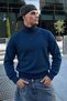 Men's Full Turtleneck Knitwear Blue Sweater