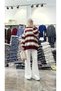Women's Striped Oversize Knitwear Tunic, Crew Neck Balloon Sleeve Loose Wide Comfortable Fit Sweater - 2
