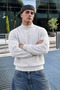 Men's Stand Collar Fit Winter Knitwear Light Gray Sweater - 2