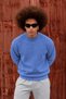 Men's Half Turtleneck Loose Cut Long Sleeve Lilac Sweater - 3