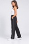 Women's Baggy Black Sweatpants with Side Piping and 3-Strand Rastered Stopper Legs - 2