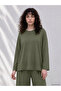 Two Mt Shop Quality Lcw Petite Khaki Combed Cotton Plain Loose & Baggy Long Sleeve Women's T-Shirt