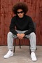 Men's Half Turtleneck Casual Cut Long Sleeve Black Sweater - 5