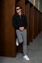 Men's Polo Collar Half Zipper Black Sweater - 4