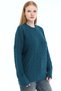 Petrol Women's 100% Cotton Openwork Diamond Knit Pattern Oversize Crew Neck Knitwear Sweater Trist-6170 - 3