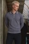 Men's Long Sleeve Polo Collar Smoked Sweater - 2
