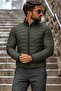 Men's Khaki Puffer Jacket with Zipper Pockets - 2