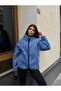 Women's Blue Zippered Oversize Plush Sweatshirt