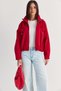 Women's Red Oversized Stand-Up Collar Zippered Bomber Jacket 2854 60286591 - 2