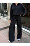 Women's Black Zippered Stripe Detailed Oversize Two-Piece Set - 7