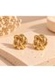 Women's Gold Knot Model Earrings – Large Vintage Earrings with Knitted Design