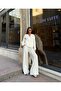 Women's White Zippered Stripe Detailed Oversize Two-Piece Set