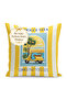 La Dolce Vita Written Lemon Tree and Scooter Patterned Digital Printed Single Wing Background Curtain (Throw Pillow Included) - 4