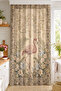 Flamingo Bird Flower and Leaf Motif Digital Printed Single Wing Background Curtain (with Throw Pillow as a Gift) - 2
