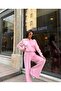 Women's Pink Zippered Stripe Detailed Oversize Two-Piece Set - 3
